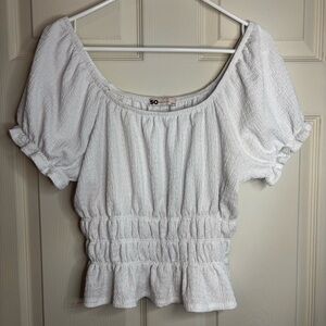 SO off the shoulder White Smocked cropped top cottage-core whimsical